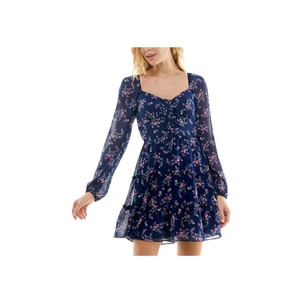City Studios Floral Ruffle-Trim Peasant Dress